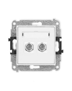 KARLIK Mini Moduł Biały Gniazdo 2xSAT Typ F Niklowany Z Polem Opisowym