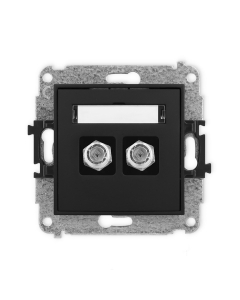 KARLIK Mini Moduł Czarny Mat Gniazdo 2xSAT Typ F Niklowany Z Polem Opisowym