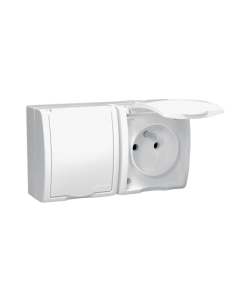 KONTAKT-SIMON AQUARIUS Biały Gniazdo NT 2xZ/U Z Klapką IP54 Zaciski Śrubowe 16A-250V 1