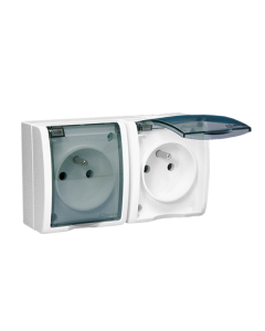 KONTAKT-SIMON AQUARIUS Biały Gniazdo NT 2xZ/U Z Klapką Dymną IP54 Zaciski Śrubowe 16A-250V 1