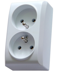 OSPEL BIS Biały Gniazdo NT 2xZ/U IP20 Zaciski Śrubowe 16A-250V 1