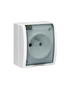 KONTAKT-SIMON AQUARIUS Biały Gniazdo NT 1xZ/U Z Klapką Dymną IP54 Zaciski Śrubowe 16A-250V 1