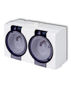 KARLIK SENIOR Biały Gniazdo NT 2xZ/U Z Klapką Dymną IP44 Zaciski Śrubowe 16A-250V 1