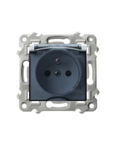 OSPEL SZAFIR Moduł Biały Gniazdo Bryzgoszczelne Z/U IP-44 Z Klapką Dymną Zaciski Śrubowe 16A-250V 1