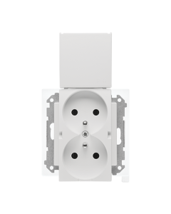 KONTAKT-SIMON 55 Moduł Biały Mat Gniazdo 2xZ/U Z Klapką IP44 Zaciski Sprężynowe 16A-250V 1