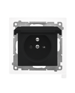 KONTAKT-SIMON 55 Moduł Czarny Mat Gniazdo 1xZ/U Z Klapką IP44 Zaciski Sprężynowe 16A-250V 1