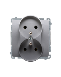 KONTAKT-SIMON BASIC Moduł Inox Gniazdo 2xZ/U Zaciski Śrubowe 16A-250V 1