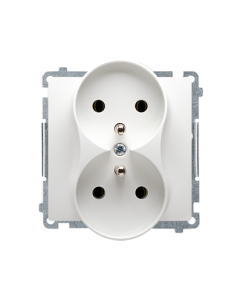 KONTAKT-SIMON BASIC Moduł Biały Gniazdo 2xZ/U Z Przesłonami Zaciski Śrubowe 16A-250V 1