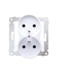 KONTAKT-SIMON 54 Moduł Biały Gniazdo 2xZ/U Z Przesłonami Zaciski Śrubowe 16A-250V 1