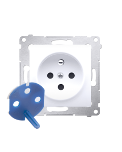 KONTAKT-SIMON 54 Moduł Biały Gniazdo 1xZ/U Data Z Kluczem Zaciski Śrubowe 16A-250V 1