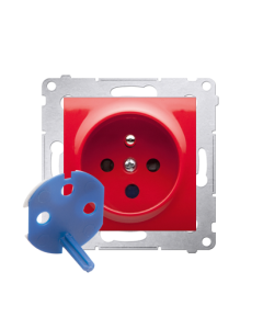 KONTAKT-SIMON 54 Moduł Czerwony Gniazdo 1xZ/U Data Z Kluczem Zaciski Śrubowe 16A-250V 1