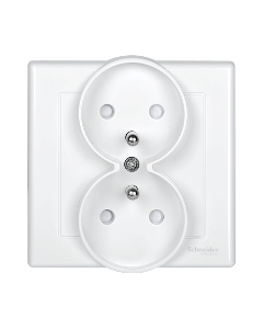 SCHNEIDER ELECTRIC SYSTEM M Biały Polarny Gniazdo 2xZ/U Z Przesłonami Zaciski Śrubowe 16A-250V