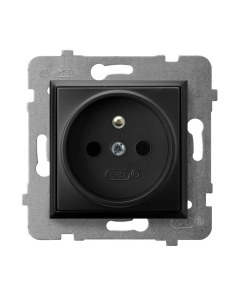 OSPEL ARIA Moduł Czarny Metalik Gniazdo 1xZ/U Zaciski Śrubowe 16A-250V 1