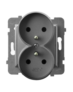 OSPEL ARIA Moduł Szary Mat Gniazdo 2xZ/U Zaciski Śrubowe 16A-250V 1