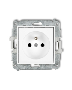 KARLIK Mini Moduł Biały Gniazdo 1xZ/U Z Przesłonami Zaciski Śrubowe 16A-250V 1