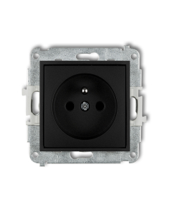 KARLIK Mini Moduł Czarny Mat Gniazdo 1xZ/U Z Przesłonami Zaciski Śrubowe 16A-250V 1