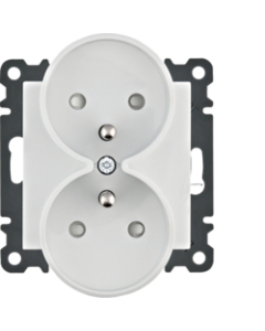 HAGER LUMINA SOUL/INTENSE/PASSION Moduł Biały Gniazdo 2xZ/U Z Przesłonami Zaciski Śrubowe 16A-250V