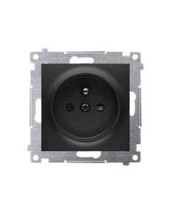 KONTAKT-SIMON 54 Moduł Czarny Mat Gniazdo 1xZ/U Z Przesłonami Zaciski Sprężynowe 16A-250V 1