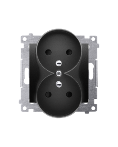 KONTAKT-SIMON 54 NATURE Moduł Czarny Mat Gniazdo 2xZ/U Z Przesłonami Zaciski Śrubowe 16A-250V 1