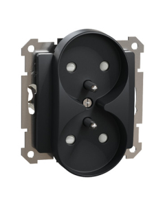 SCHNEIDER ELECTRIC SEDNA DESIGN Moduł Czarny Antracyt Gniazdo 2xZ/U Z Przesłonami Zaciski Sprężynowe Ramki ELEMENTS