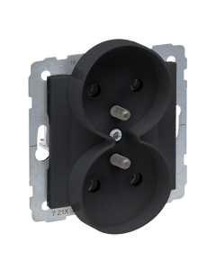 LEGRAND SUNO 2 Moduł Czarny Gniazdo 2xZ/U Zaciski Śrubowe 16A-250V 1