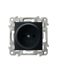 OSPEL SZAFIR Moduł Czarny Metalik Gniazdo 1x Zaciski Śrubowe 16A-250V 1