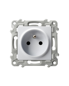 OSPEL SZAFIR Moduł Biały Gniazdo 1xZ/U Zaciski Śrubowe 16A-250V 1