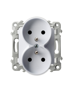 OSPEL SZAFIR Moduł Biały Gniazdo 2xZ/U Zaciski Śrubowe 16A-250V 1