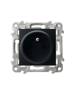 OSPEL SZAFIR Moduł Czarny Metalik Gniazdo 1xZ/U Zaciski Śrubowe 16A-250V 1