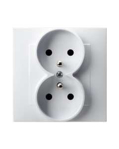 OSPEL SZAFIR Biały Gniazdo 2xZ/U Z RAMKĄ Zaciski Sprężynowe 16A-250V 1