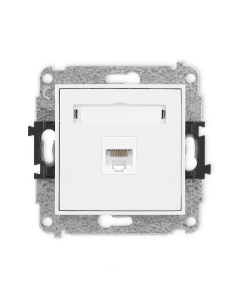KARLIK Mini Moduł Biały Gniazdo Komputerowe 1xUAE 8 Cat.5e UTP Płaskie Z Polem Opisowym 1