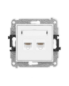 KARLIK Mini Moduł Biały Gniazdo Komputerowe 2xUAE 8 Cat.5e UTP Płaskie Z Polem Opisowym