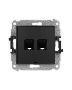 KARLIK Mini Moduł Czarny Mat Gniazdo Komputerowe 2xUAE 8 Cat.5e Płaskie