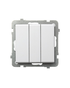 OSPEL SONATA Moduł Biały Przycisk 3x3Z Zaciski Sprężynowe 10AX-250V