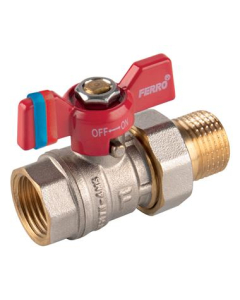 FERRO Kurek Kulowy Nakrętno-Wkrętny Z Motylkiem ZE Śrubunkiem 3/4" F-Comfort