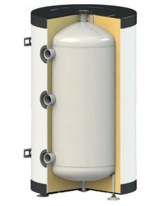 KHT-GROUP Zbiornik Buforowy Pionowy Stojąco-Wiszący C.O. 100L Bez Wężownicy Czarna Stal 1