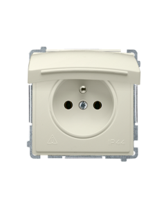 KONTAKT-SIMON BASIC Moduł Beż Gniazdo 1xZ/U Z Klapką IP44 Zaciski Śrubowe 16A 250V 1