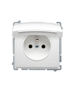 KONTAKT-SIMON BASIC Moduł Biały Gniazdo 1xZ/U Z Klapką IP44 Zaciski Śrubowe 16A 250V 1