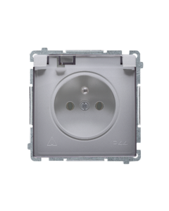 KONTAKT-SIMON BASIC Moduł INOX Gniazdo 1xZ/U Z Klapką Dymną IP44 Zaciski Śrubowe 16A 250V 1