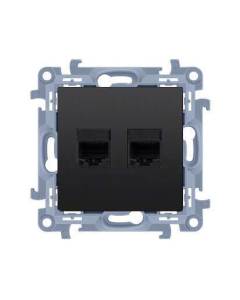 KONTAKT-SIMON 10 Moduł Czarny Mat Gniazdo Komputerowe 2xUAE 8 Cat.6 UTP Płaskie 1