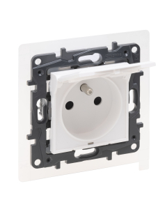 LEGRAND NILOE STEP Moduł Biały Gniazdo 1xZ/U Z Klapką IP44 Zaciski Śrubowe 16A 250V