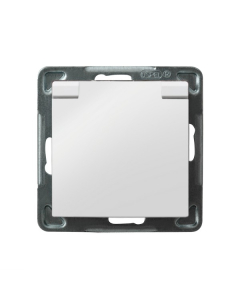 OSPEL IMPRESJA Moduł Biały Gniazdo 1xZ/U Z Klapką Białą IP44 Zaciski Śrubowe 16A 250V 1