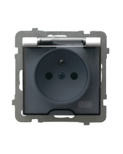 OSPEL AS Moduł Biały Gniazdo 1xZ/U Z Klapką Dymną IP44 Zaciski Śrubowe 16A 250V 1