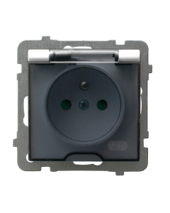 OSPEL AS Moduł Biały Gniazdo 1xZ/U Z Klapką Białą IP44 Zaciski Śrubowe 16A 250V 1