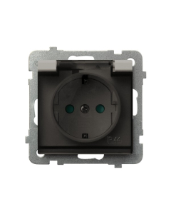 OSPEL SONATA Kaszmir Gniazdo Bryzgoszczelne Z Uziemieniem IP44 Wieczko Przezroczyste 1