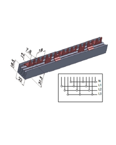 ETI-POLAM IZ16/4F/56 Szyna Łączeniowa Widełkowa 100A 4P 56M 16mm2 ETIBOX