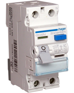 HAGER CDC225J 25A 30mA/AC Wyłącznik Różnicowy 25A 2P 2m 30mA AC 6kA