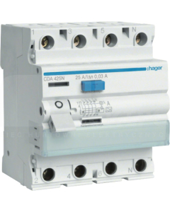 HAGER CDA425J 25A 30mA/A Wyłącznik Różnicowy 25A 4P 4m 30mA A 6kA