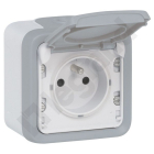 LEGRAND PLEXO55 Szary Gniazdo NT 1xZ/U Z Klapką IP55 IK07 Z Przesłonami Zaciski Sprężynowe 16A-250V