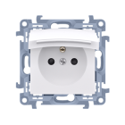 KONTAKT-SIMON 10 Moduł Biały Gniazdo 1xZ/U Z Klapką Białą IP44 Z Przesłonami Zaciski Sprężynowe 16A-250V